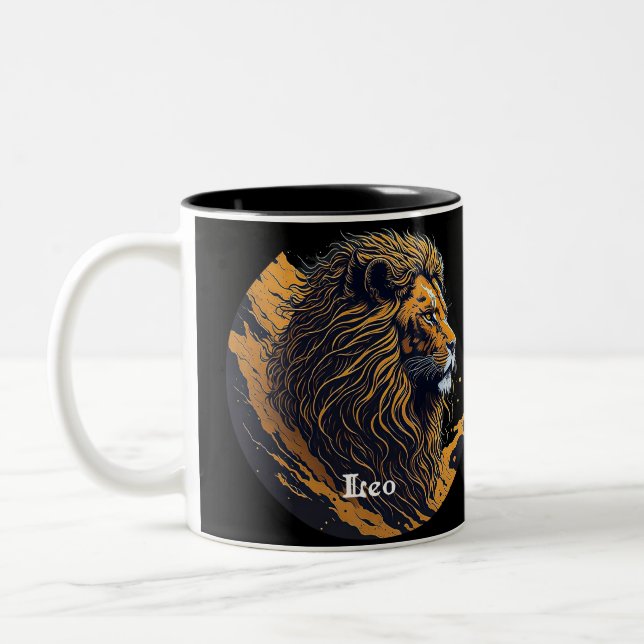Horoskop-Zeichen Leo Zweifarbige Tasse (Links)