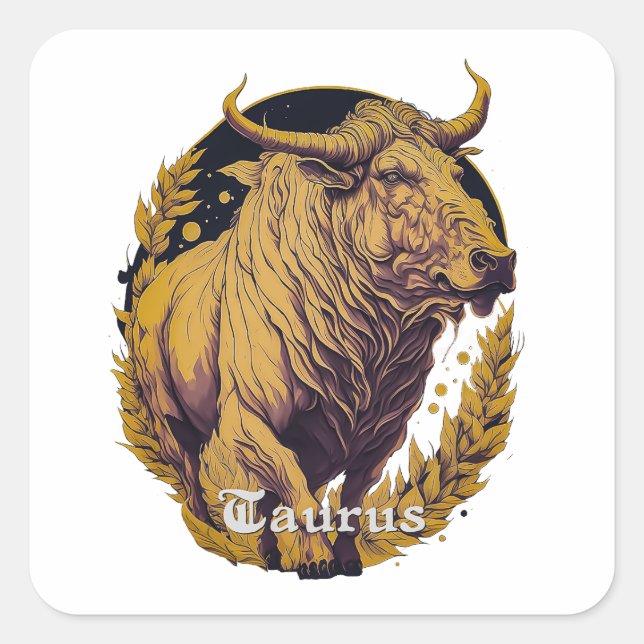 Horoskop-Zeichen Taurus Quadratischer Aufkleber (Vorderseite)