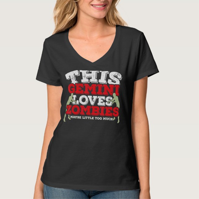 Horoskop Zodiac-Zeichen Gemini-Lieben Zombies T-Shirt (Vorderseite)