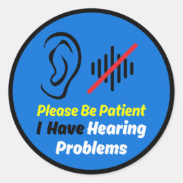 Hörprobleme Blaues Design Runder Aufkleber