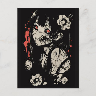 Horror anime girl postkarte