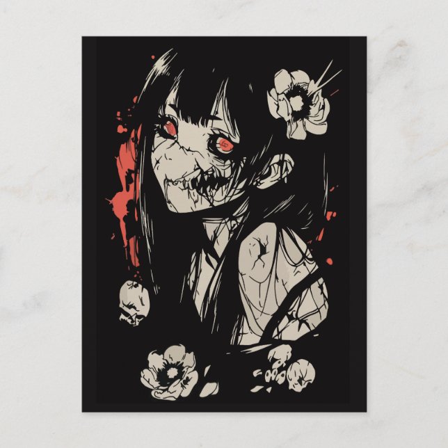 Horror anime girl  postkarte (Vorderseite)
