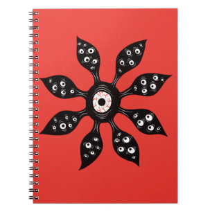 Horror Augen Blume Creepy Macabre Red Black Notizblock
