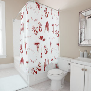 Horror Blood plattered Bloody Handprints Psycho Duschvorhang