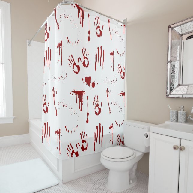 Horror Blood plattered Bloody Handprints Psycho Duschvorhang (Beispiel)
