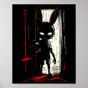 Horror Böser Hase Kaninchen Slasher Gruselige Tür Poster