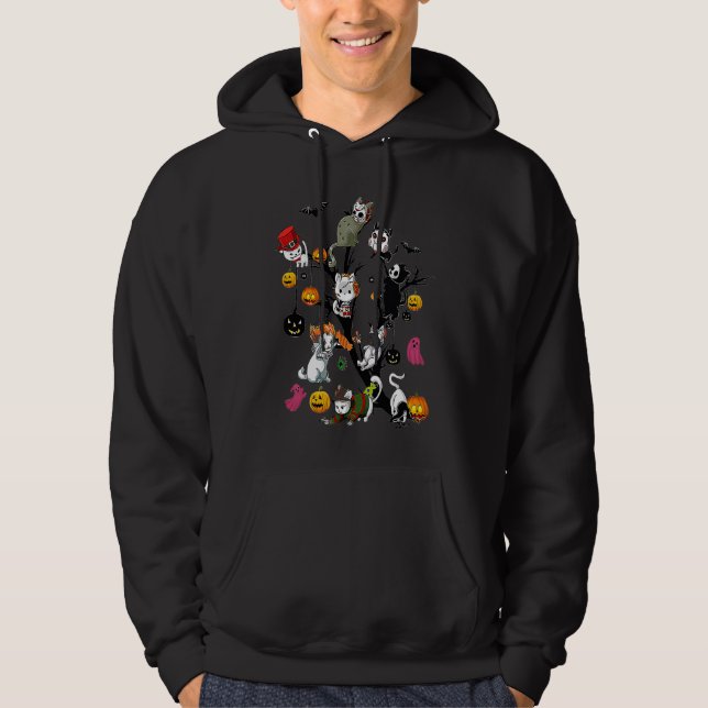 Horror Cat Character Funny Halloween Costume Men W Hoodie (Vorderseite)