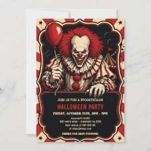 Horror-Clown-Halloween-Zirkusparty-Einladung Einladung