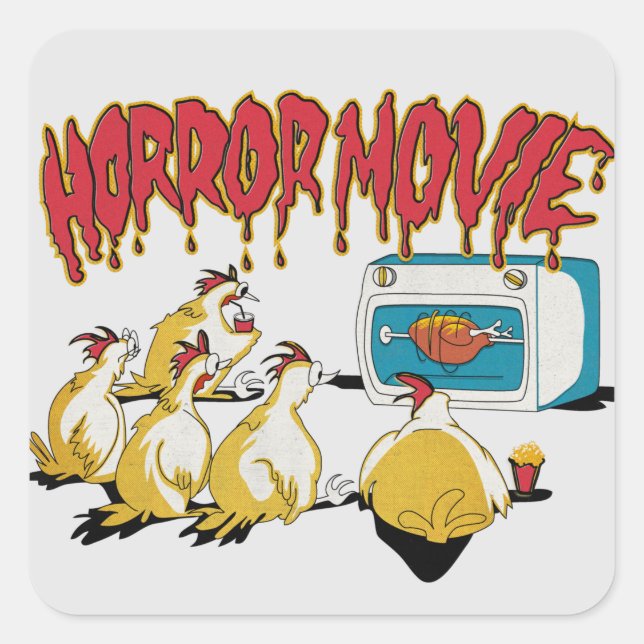 Horror Comic Hähnchen Quadratischer Aufkleber (Vorderseite)