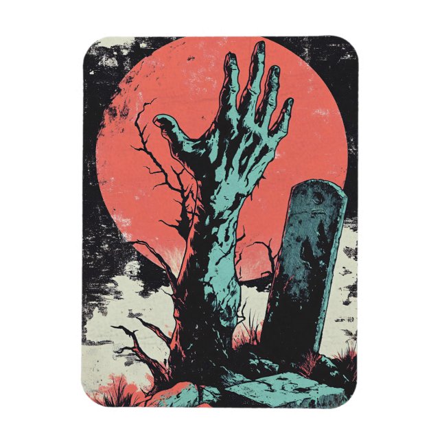 Horror Comic Zombie Graveyard Magnet (Vertikal)