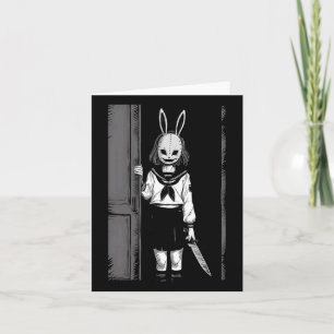 Horror Creepy Girl Bunny Mask Halloween Co Karte
