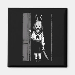 Horror Creepy Girl Bunny Mask Halloween Co Magnet