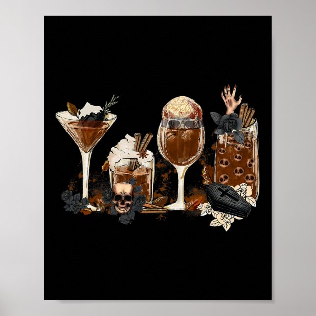 Horror Fall Kaffeehaus Pumpkin Gewürz Herbst Poster (Vorne)