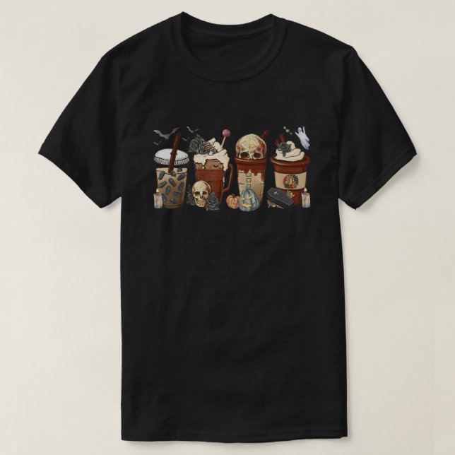Horror Fall Kaffeekürbis Gewürz latte Halloween T-Shirt (Design vorne)