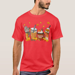 Horror Fall Kaffeeschwalbe Halloween Kürbis T-Shirt