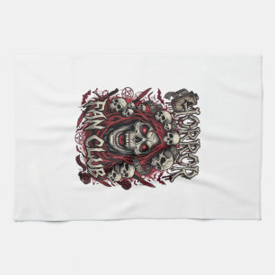 Horror Fan Club Halloween Schreiender Schädel Rote Geschirrtuch