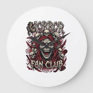 Horror Fan Club Halloween Schreiender Schädel Rote Große Wanduhr