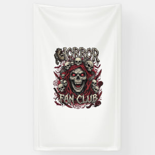 Horror-Fanclub Halloween Schreiender Schädel Roter Banner