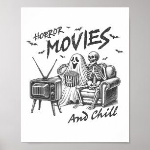 Horror-Filme und Chill Halloween-Themengrafik F Poster