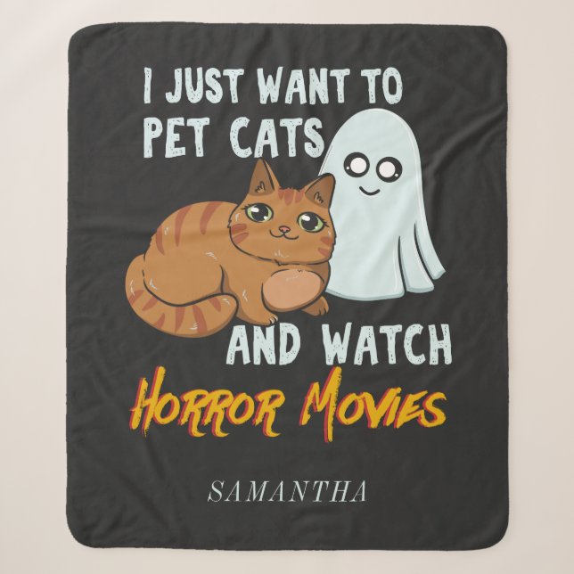 Horror Filme und Hauskatzen Halloween Sherpadecke (Vorderseite)