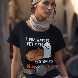 Horror-Filme und Hauskatzen Halloween-Tasche Tri-Blend Shirt