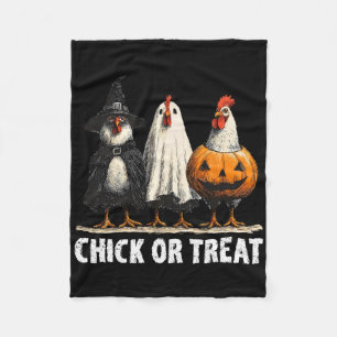 Horror Funny Chick oder Leckerei Hühner Geist Hexe Fleecedecke