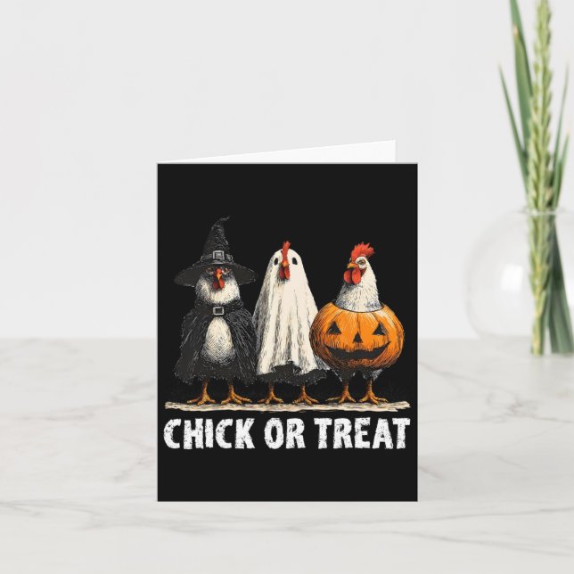 Horror Funny Chick oder Leckerei Hühner Geist Hexe Karte (Vorderseite)