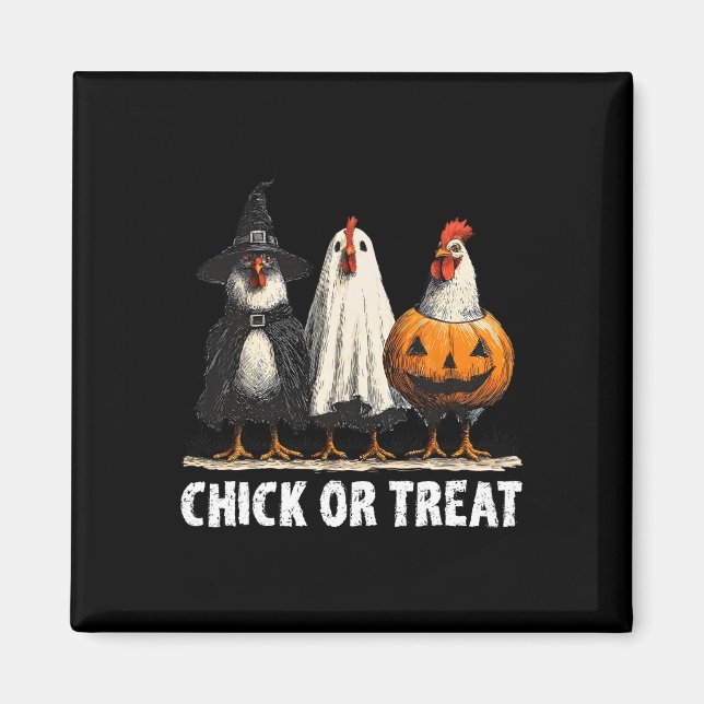 Horror Funny Chick oder Leckerei Hühner Geist Hexe Magnet (Vorne)