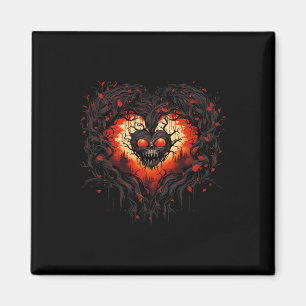 Horror Ghost Red Heart Skull Creepween Magnet