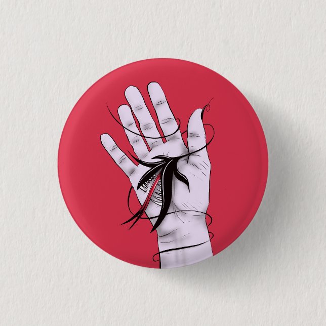 Horror Gothic Hand Biting Blume Monster Macab Art Button (Vorderseite)