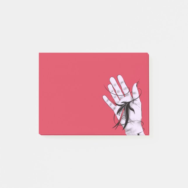 Horror Gothic Hand Biting Blume Monster Macab Art Post-it Klebezettel (Vorderseite)