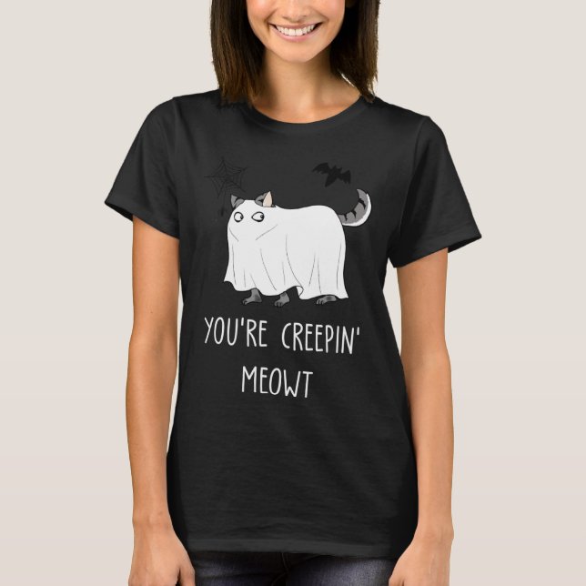 Horror Graphic Cat Creepy Creeping  Halloween T-Shirt (Vorderseite)