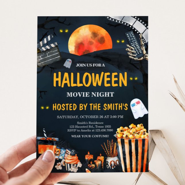 Horror Halloween Beängstigend Movie Night Party Einladung (Scary Horror Halloween Movie Night Party Invitation)