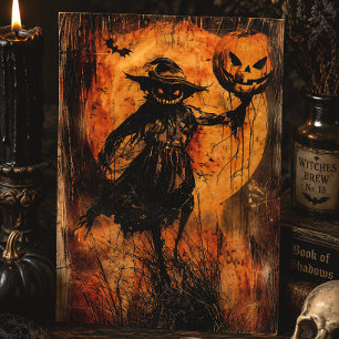 Horror Halloween Kürbislaterne Spooky Jahreszeit Postkarte