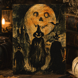Horror Halloween Kürbislaterne Spooky Jahreszeit Postkarte