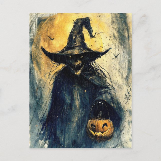 Horror Halloween Kürbislaterne Spooky Jahreszeit Postkarte (Vorderseite)