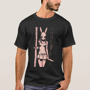 Horror Mädchen Bunny Maske Slasher Anime Alt Gruse T-Shirt