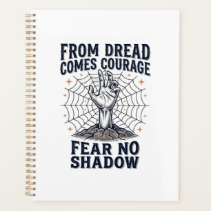 Horror Motivations-Shirt mit Undead Courage Zitat Planer
