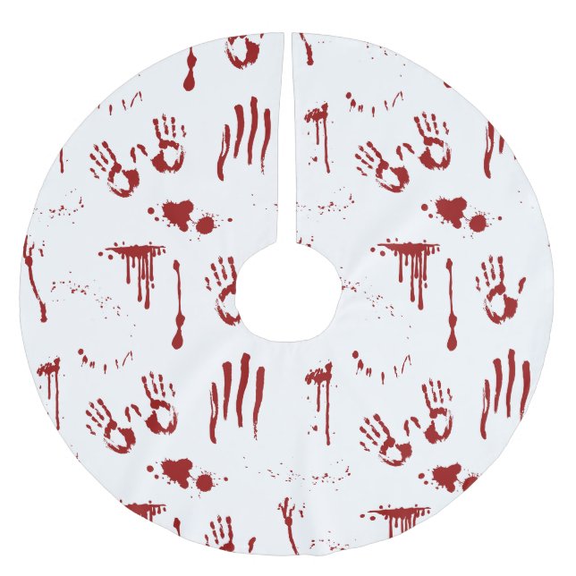 Horror Movie Blood Spritzer Bloody Handprints Polyester Weihnachtsbaumdecke (Vorderseite)