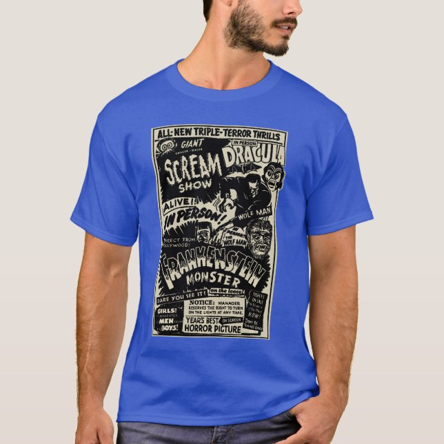 Horror Movie Monster Mummy Dracula Werewolf Franke T-Shirt (Vorderseite)