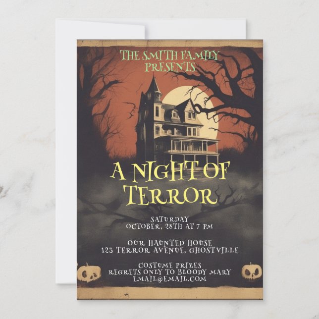 Horror Movie Poster Halloween-Party Einladung (Vorderseite)