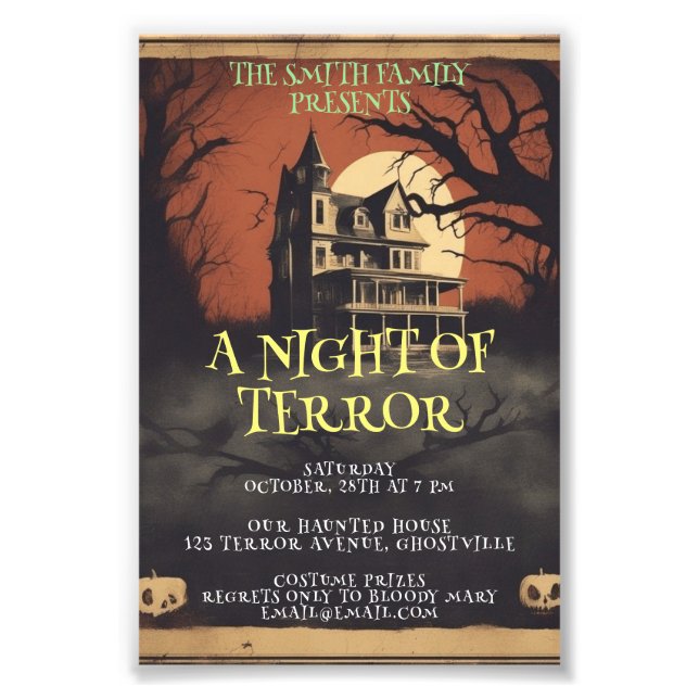 Horror Movie Poster Halloween-Party Einladung (Vorne)
