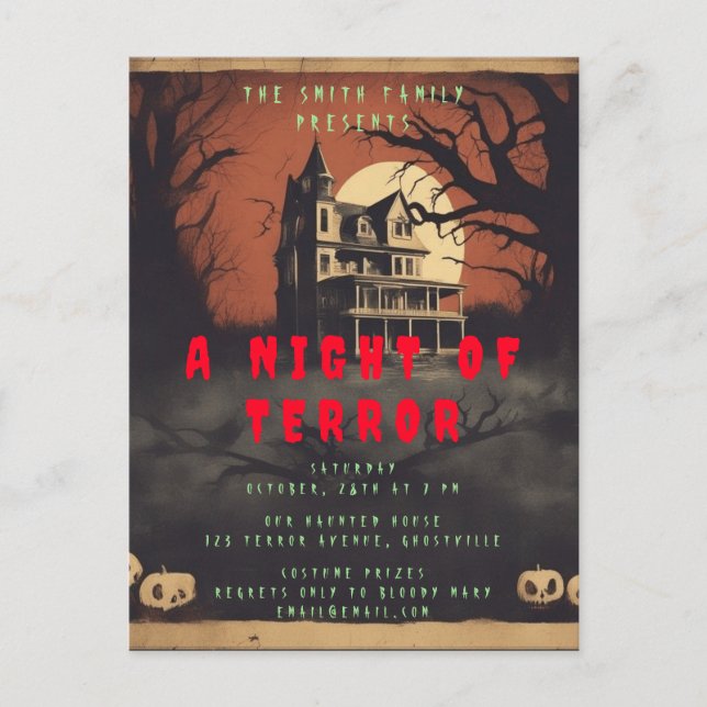 Horror Movie Poster Halloween Party Invitation (Devant)