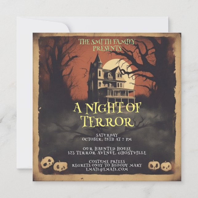 Horror Movie Poster Halloween Party Invitation (Devant)