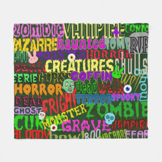 Horror Movie Style Words Collage Green Fleecedecke