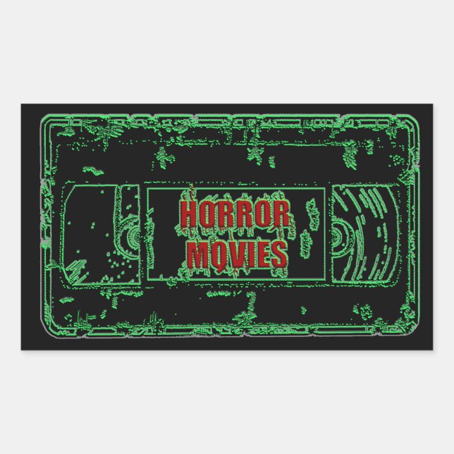 Horror Movies VHS-Neon Green Rechteckiger Aufkleber (Vorderseite)