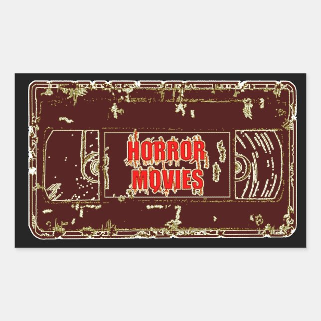 Horror Movies VHS-rot/rot Rechteckiger Aufkleber (Vorderseite)
