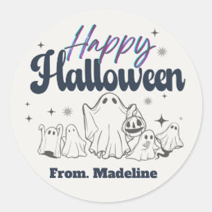 Horror nachts Einladungen zum niedlichen Halloween Runder Aufkleber