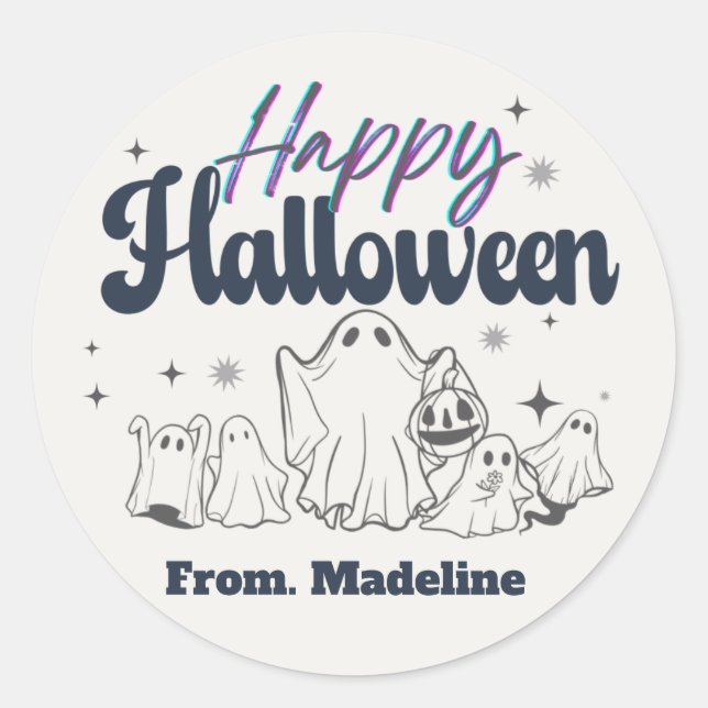 Horror nachts Einladungen zum niedlichen Halloween Runder Aufkleber (Vorderseite)