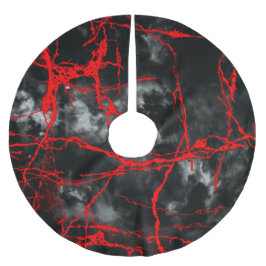 Horror Night Goth - Schwarz und Weiß, Rot Polyester Weihnachtsbaumdecke